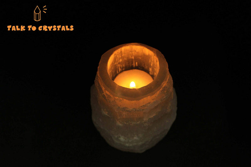 Talk To Crystals Mountain Shape White Selenite Candle Holder