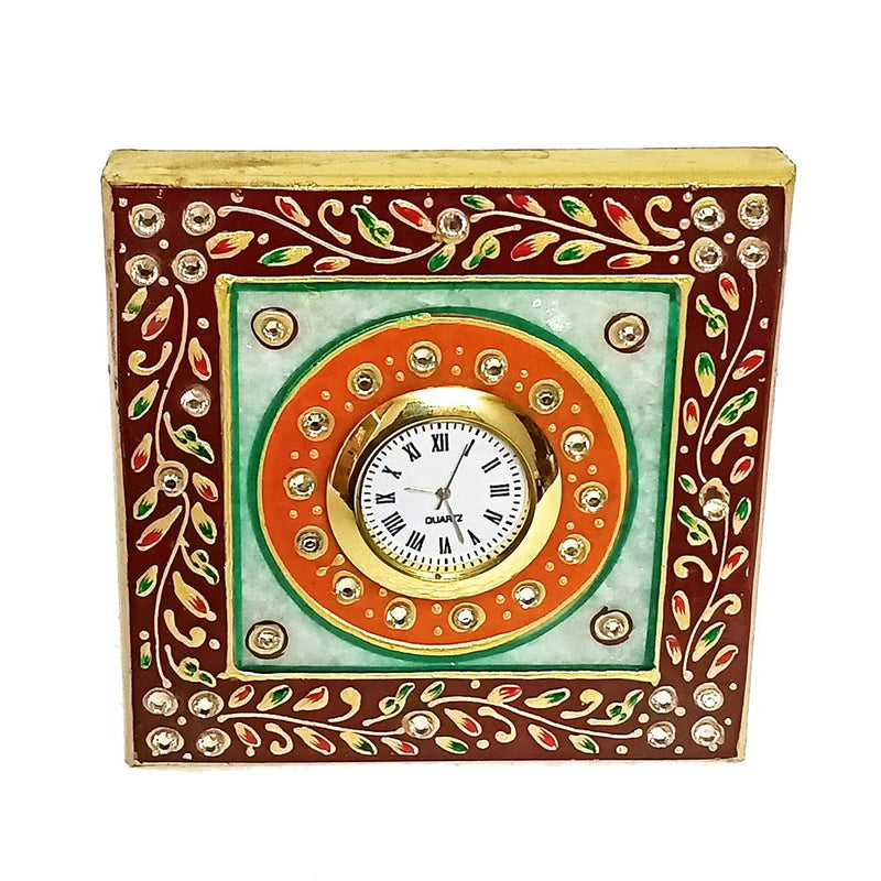 Handicraft Kingdom Clock For Kitchen Decoration Mini Cute Home Bathroom, Office Tabletop Display, Living Room, Bedroom & Bedside Gift With Ganesh Chowki| Approx Size (4 x 4 Inch & Wt (600 Gm Pack Of 3