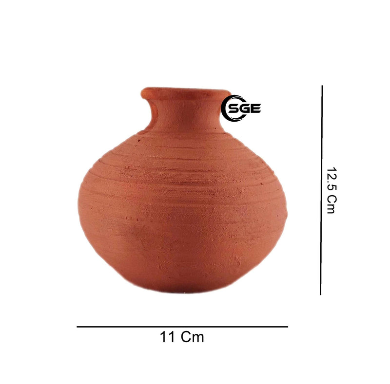 Shree Ganesh Enterprises Set of One Indian Clay Flower Vase - Natural Earthen Organic Clay Flower Pots – Eco-Friendly Home Decorative Handmade Clay Flower vase