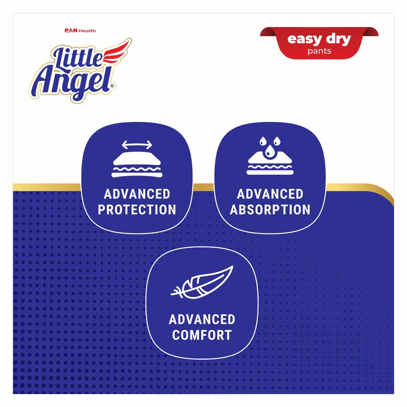 Little Angel Baby Easy Dry Diaper Pants With 12 Hrs Absorption Medium (M) Size 74 Count, 7-12 Kgs - M (74 Pieces)