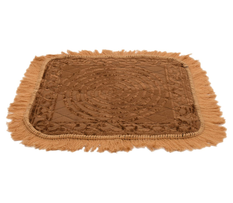 Kuber Industries Velvet Circle Print Pooja Aasan/Prayer Aasan/Meditation Mat for Home Pack of 2 (Brown) 54KM4133