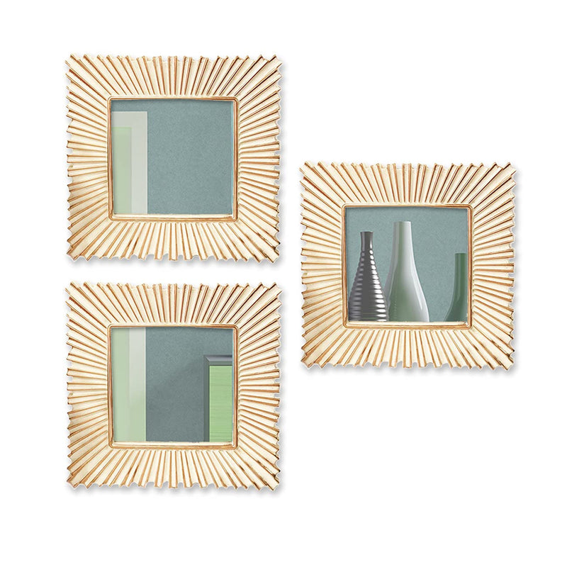 Art Street Glass PVC Wall Mirror (10 x 10 inch, Gold)