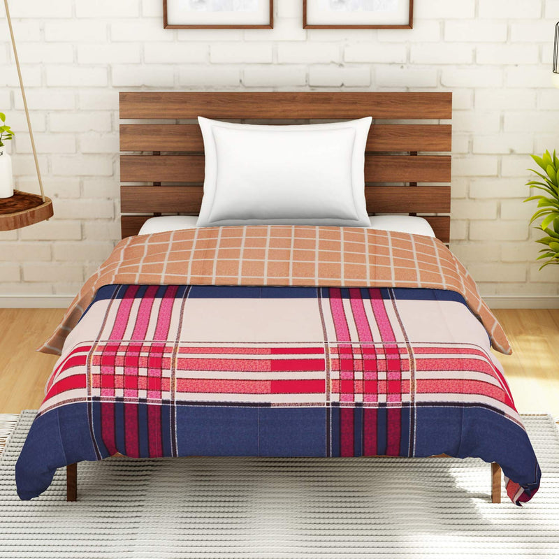 Welhome Unwinders Brown & Red Geometric 1 Single Quilt