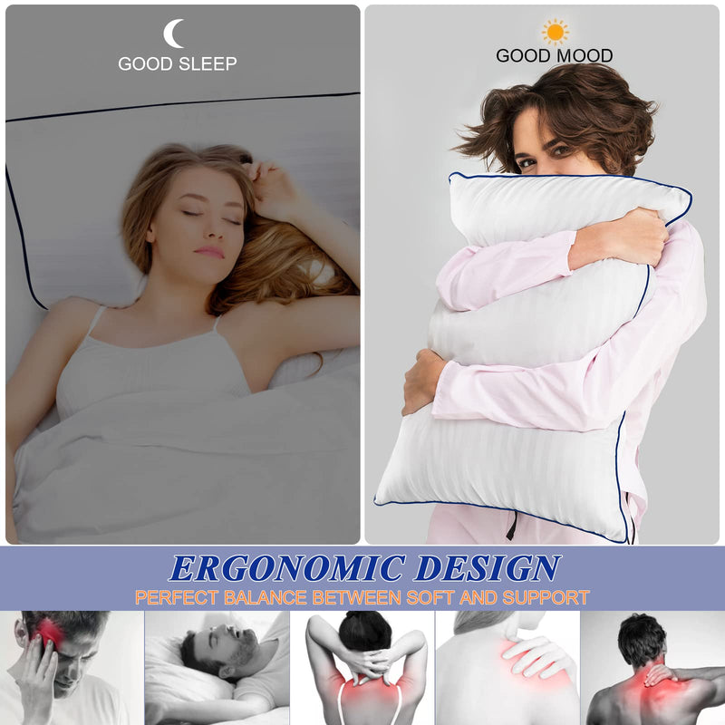 SEMZSOM Hotel Pillows for Sleeping Standard Size Set of 2, Soft Down Alternative Pillow for Side, Back or Stomach Sleeper