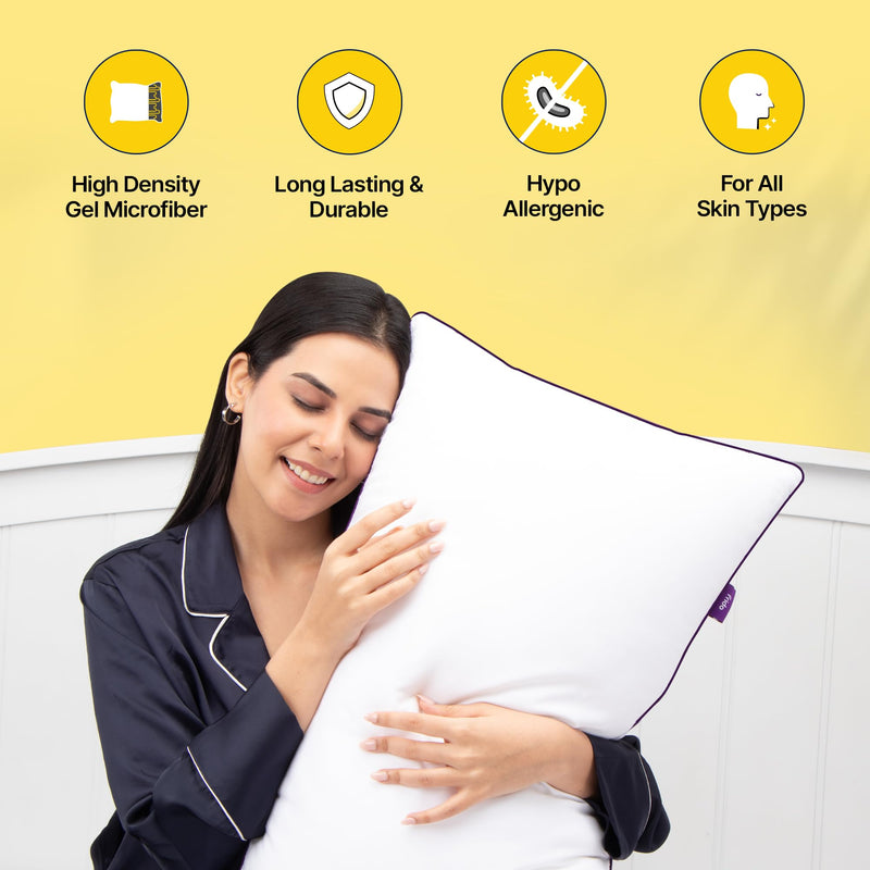 Frido Ultimate Cozy Sleeping Pillow, (High Density) Gel Microfiber Bed Pillow, Breathable & Hypo-Allergenic Cushion for Bed, Bed Pillow for Long Lasting Fluffiness, King Size, White - 4 Pieces