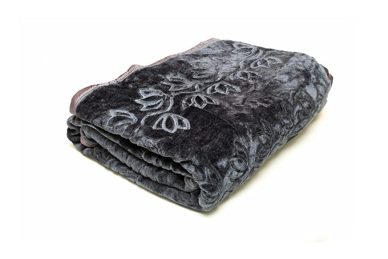 270 GSM Microfiber Soft Cozy Embossed Mink Blanket Double Bed and Single Bed, 7 x 5 Feet (Grey, Double Bed)