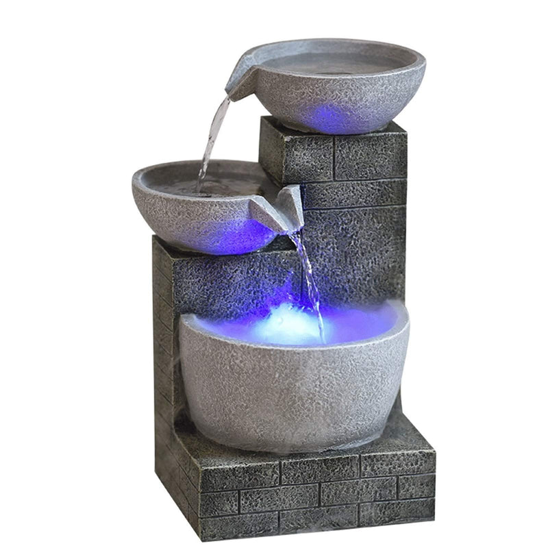 3-Tier Soothing Tabletop Waterfall Fountain, Indoor Water Fountain with LED Lights for Office and Home Décoration Fountain