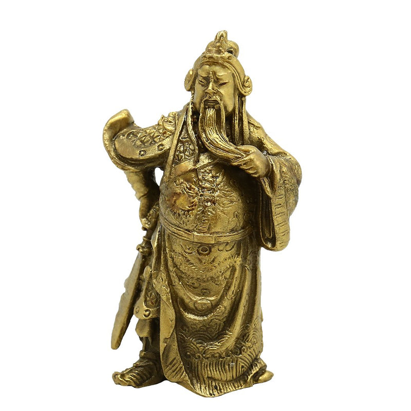 Chinese Fengshui Brass Warlord Hero Warrior Guan Gong Guan Yu Fortune Protection Statue Collection