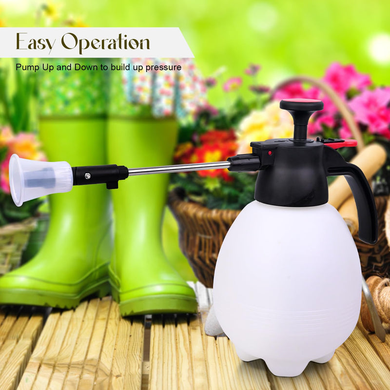 ORILEY Multifunctional Manual Garden Sprayer Pressure Water Pump Bottle with Nozzle Handheld Mist Spray for Flowers Plant Watering Car Glass Home Pesticide & Cleaning (White, 2L)