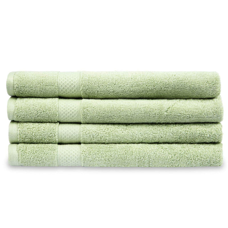 DIVINE OVERSEAS Double Ply Cotton Yarn, Soft, Quick-Dry, GSM 600 Hand Towel Set (Pack of 4, Sage Green)