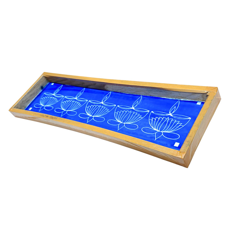 Anciently Lotus Agal Diya Border Rangoli Stencil Wooden, Rangoli Sacha Wooden, 1 Piece (17x5 Inches)