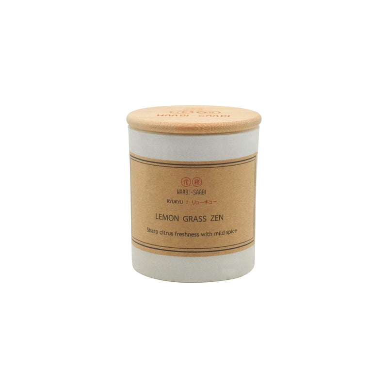 Waabi-Saabi Strong Scented Candle | Lemon Grass Zen | WS-10057 RYUKYU - リューキュー| for Home Spa Office Toilets | 40 Hour Burn time | Bamboo Lid | Gifting