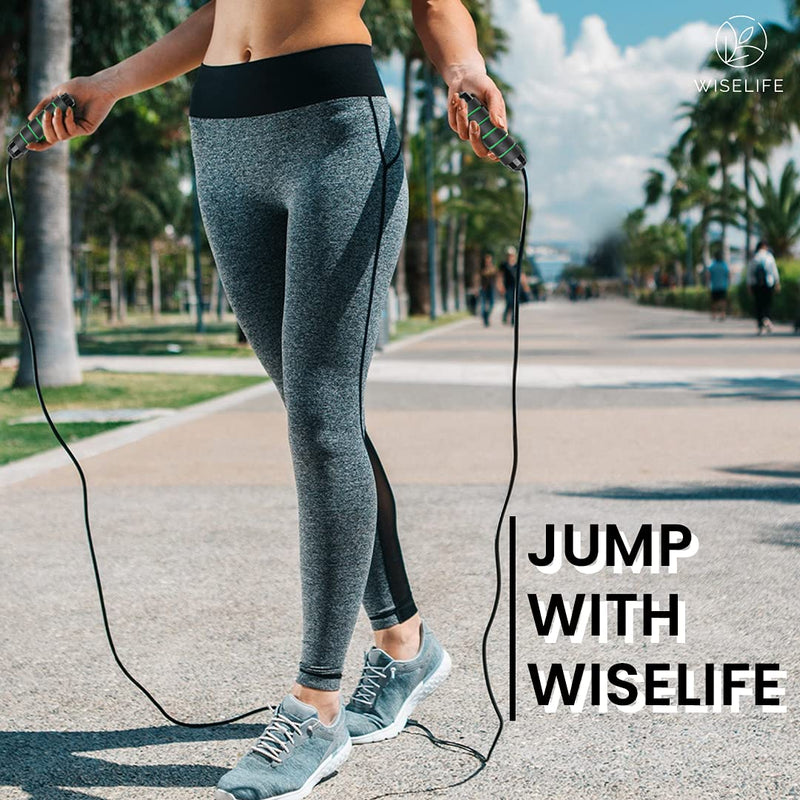 Wiselife Foam Skipping Rope For Workout&Exercise|Jump Rope For Men, Women And Children With Adjustable Length|Skipping Rope For Weight Loss (Black)