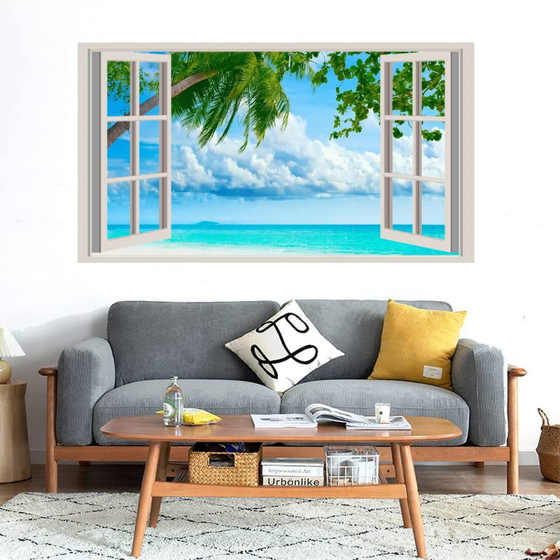 GADGETS WRAP Printed Wall Decal Sticker Fake Window Style Decal (90cm x 50cm) - Tropical Beach Resorts