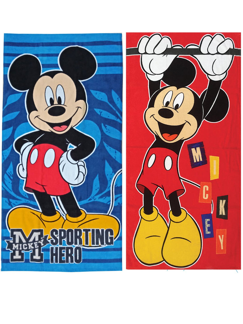 Athom Living Disney Mickey Mouse Premium 100% Cotton Kids Bath Towel 350 GSM 60x120 cm Pack of 2