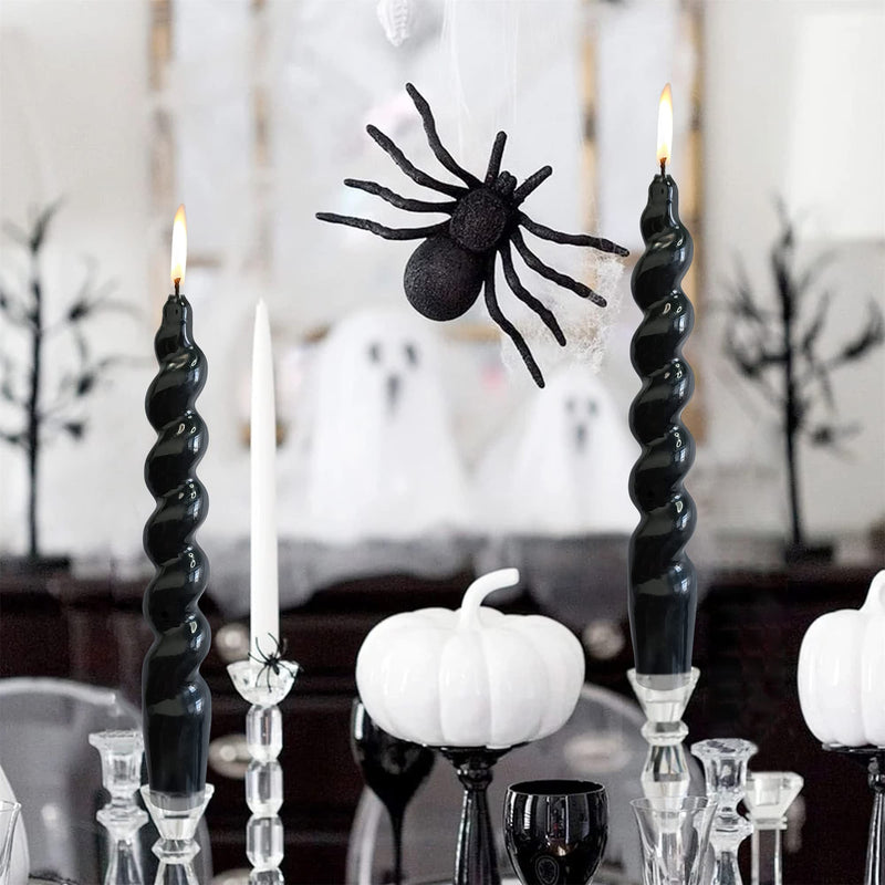 Black Candles Halloween Taper Candles Twisted Candlesticks Unscented Spiral Candles Stick Dinner Candle