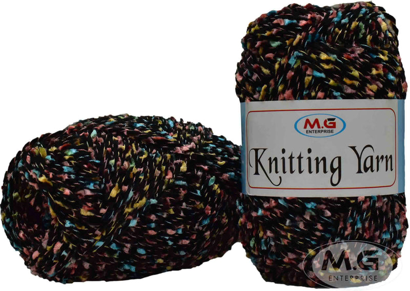 KNIT KING Yarn Mala Black 200 GMS Wool Hank Hand Knitting Wool/Art Craft Soft Fingering Crochet Hook Yarn, Needle Knitting Yarn Thread Dyed-BB Art-ADAD