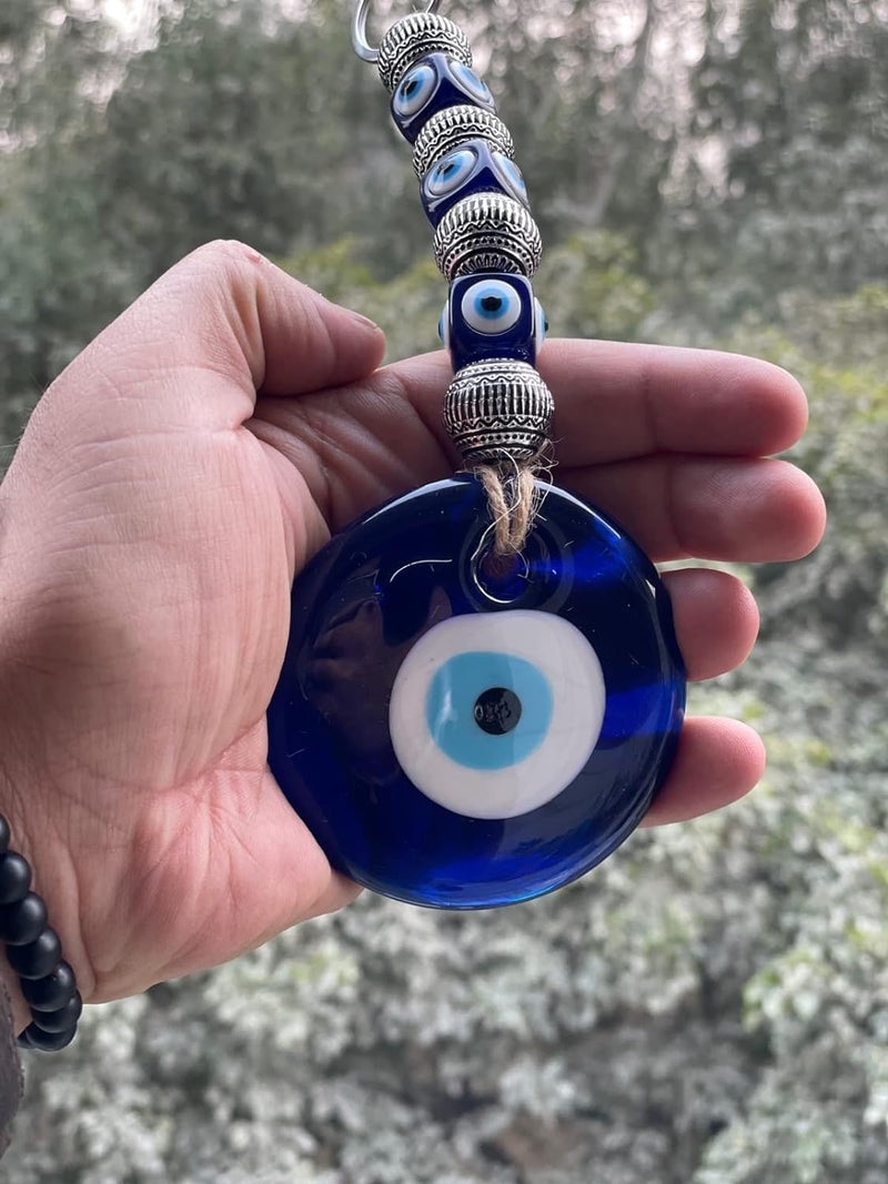 BLUE BEADS Ceramic Home Decor Evil Eye Hanging Turkish Feng Shui Vastu Blue Glass Evil Eye Door Hanging Nazar Batu Protection Good Luck Gifting Home/Office