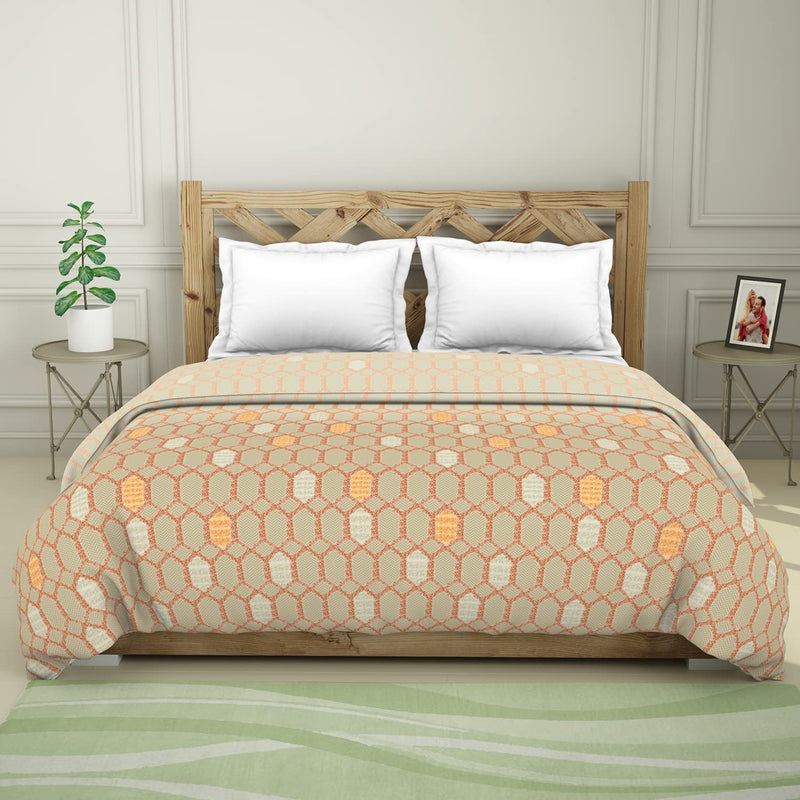 Spaces 100% Cotton Shell Quilt Double 150 GSM Polyester Fill Soft Feel Skin Safe 210 Tc Orange Quilt for Double Bed