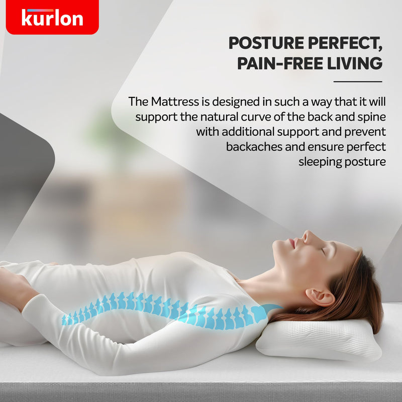 Kurl-On Orthopedic Mattress | High Density (HR) Foam | Memory Foam | Queen Size Mattress | Medium Firm | Back & Spine Support | 72x66x10 Inches5 Yrs Warranty