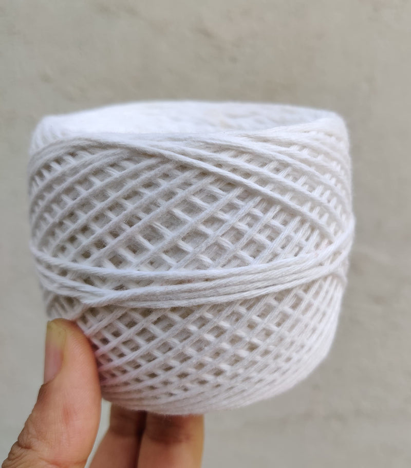 Prapti handicrafts 8 ply Cotton Yarn Baby Soft Thick Materials for Knitting,Crochet,Macrame,DIY Craft 100 gm Ball (100 gm, White)