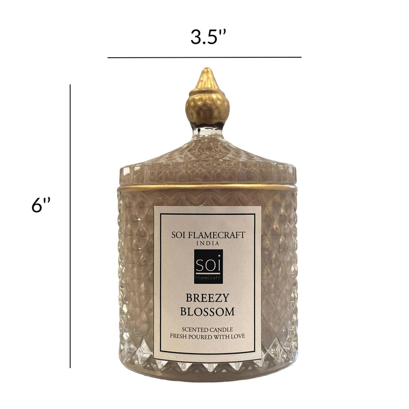 Soi Flamecraft Light Grey Candy Jar Scented Candle | Breezy Blossom Fragrance | Soy Wax Candle | 45 hrs Long-Lasting Aroma | Ideal for Home Decor & Gifting | 630 Grams