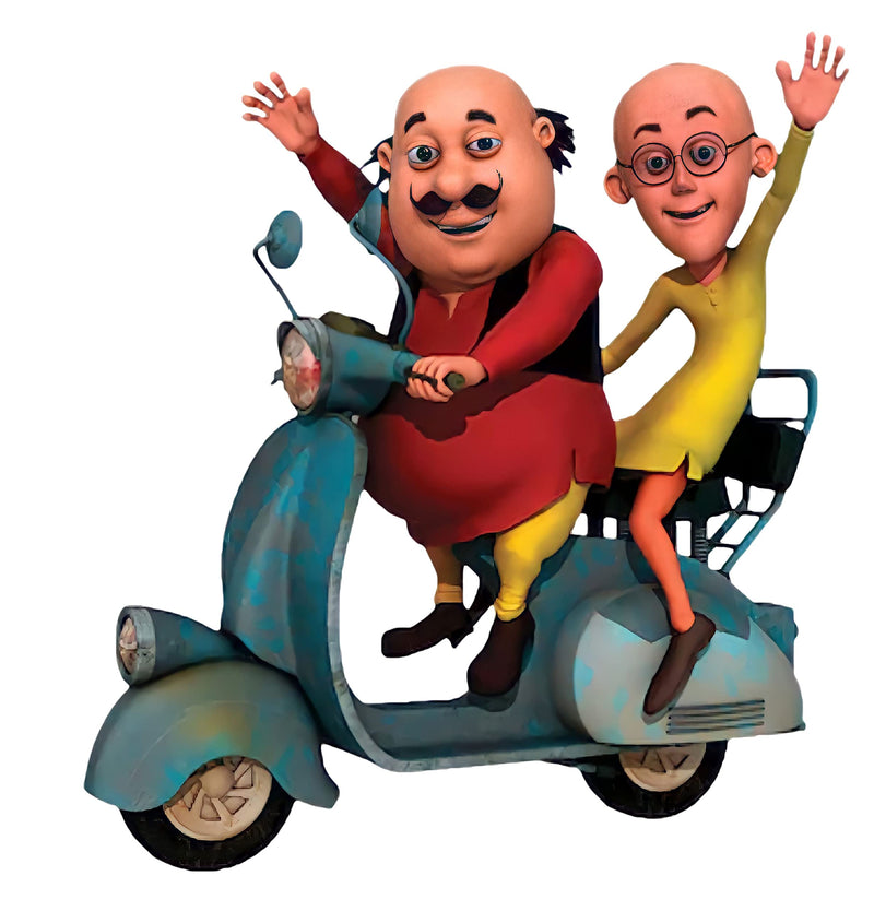 DivineDesigns™ Motu Patlu on Scooter Wall Sticker