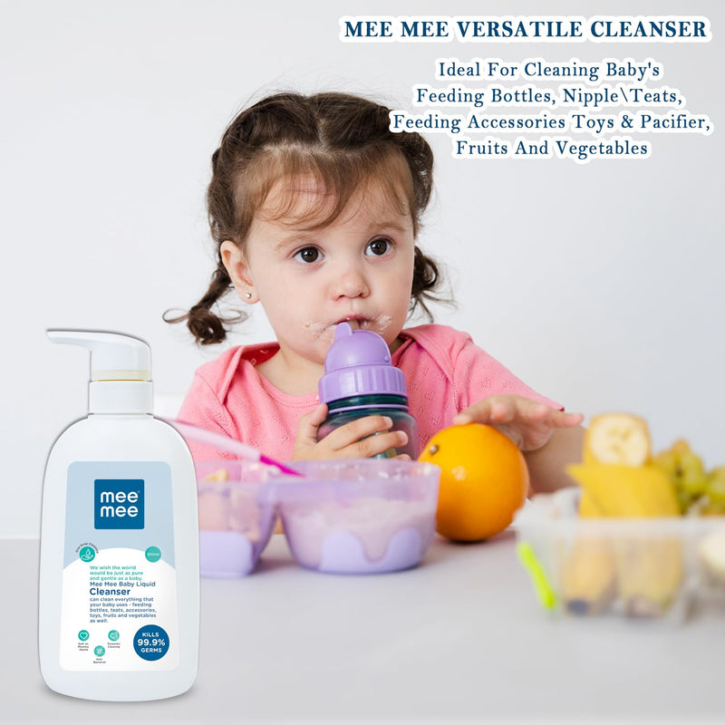 Mee Mee Anti-Bacterial Baby Liquid Cleanser | Kills 99.9% Germs | Feeding Bottle Cleaner Liquid Bowls/Toys/Food/Accessories (500 ml - Bottle)