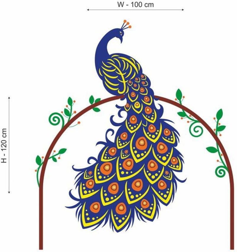 Decals Design 'Peacock Bird On Branch' Wall Sticker (PVC Vinyl, 60 cm x 90 cm), Multicolour