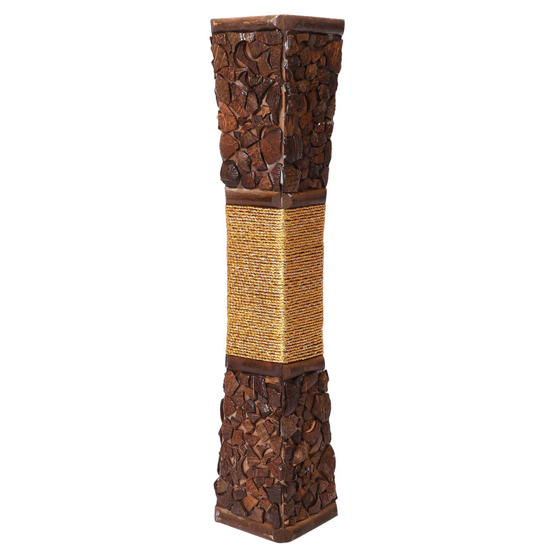 UNIQUE SPANGLERS Floor Wooden Vase with Coconut Shell Chips Wooden Vase (23 inch, Brown) (Large)