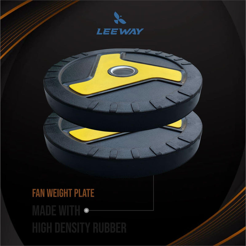 LEEWAY Fan design Rubber Weight Plates with 50 mm Dia(100kg Set)| Olympic Rubber Weight Plates| Rubber Weight| Spare Gym Weight| Barbell Weight Plate (Fan Plate 100 kg Set (2.5X4+5X4+7.5X4+10X4))