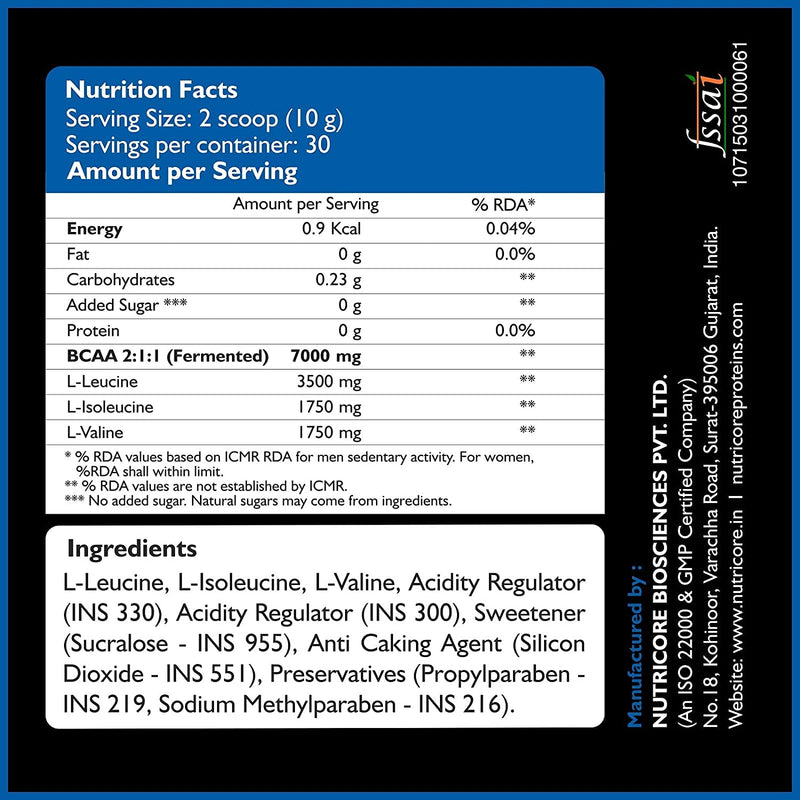 HealthOxide BCAA 7000 Amino Acid INSTANTIZED 2:1:1 POWDER - 300 gm (Watermelon)