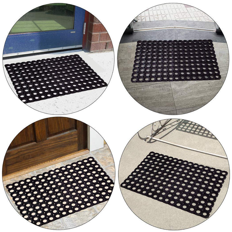 Status Contract Status PVC Rubber Outdoor Door Mat for Home/Bathroom/Office/Main Door/Rainy Season (41x61 cm,Black)-Pack of 2