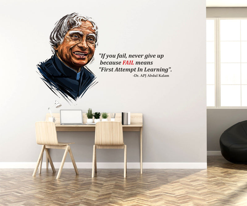 Sticker Yard Apj Abdul Kalam Fail 'First Attempt in Learning' Vinyl Wall Sticker for Living Room/Bedroom/Office and All Decorative Wall Stickers Size 76X55CM