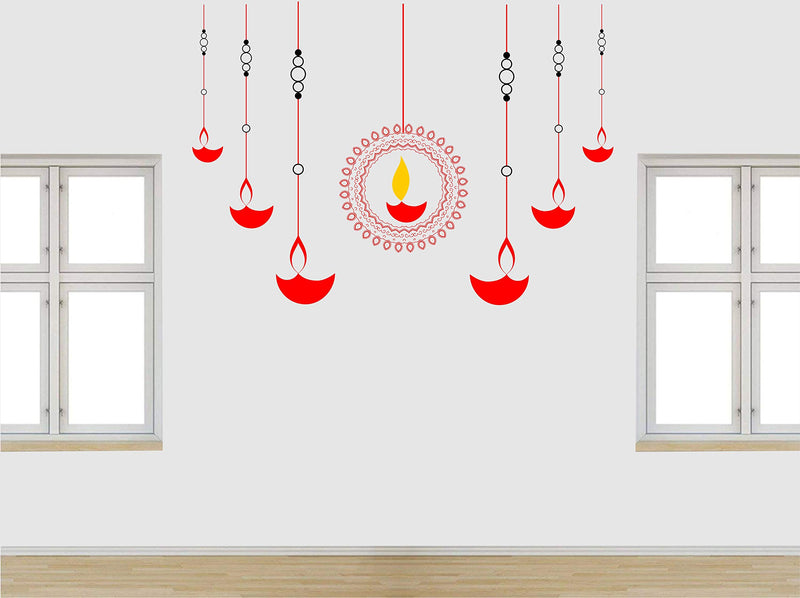 Sticker Hub AS202 Vinyl Decorative Diyas Wall Sticker (80 cm X 111 cm, Red)