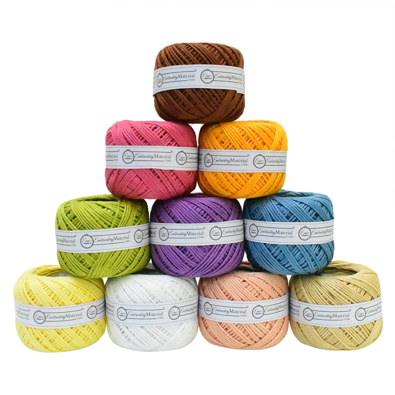 Embroiderymaterial 6 Ply Stranded Cotton Thread for Embroidery, Craft and Jewellery Making, Vibrant Colors-Combo - Size 20-300 Meter -10 Roll