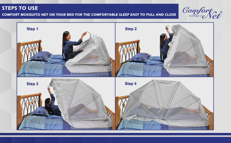 Comfort Mosquito Net- 6 x 7 Ivory (Foldable Large usable on Floor/Ground/Terrace)