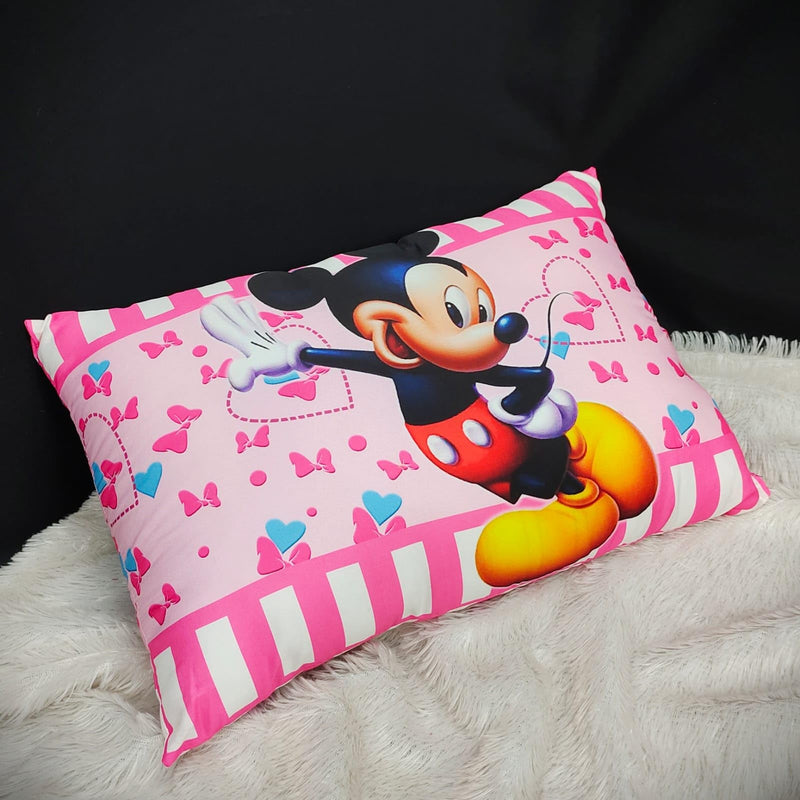 CROZYTONE Home Decor Cartoon Printed Toddler Kid's Silky Soft Microfiber Polyester Pillow Perfect for Travel (12"x18", Mickey Design)(PACK of 3) (PINK)