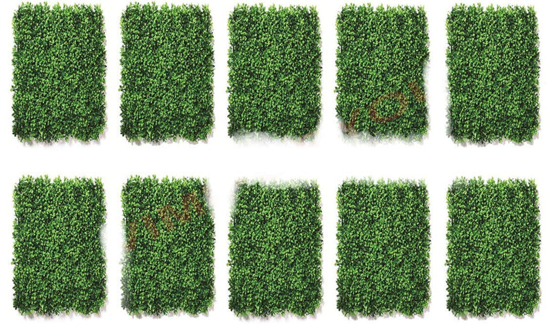 BASRAH NIWAR Festive Creations Artificial Grass Vertical Wall Small Leaves Tiles (Green , 40 X 60 Cm) - Set Of 10