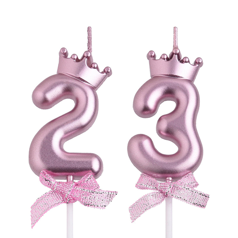 VSHILI 23rd 32nd Birthday Candles, Rose Gold 32 23 Year Old Number Birthday Candles, Happy Birthday Party Cake Topper Decoration Gifts for Women Men