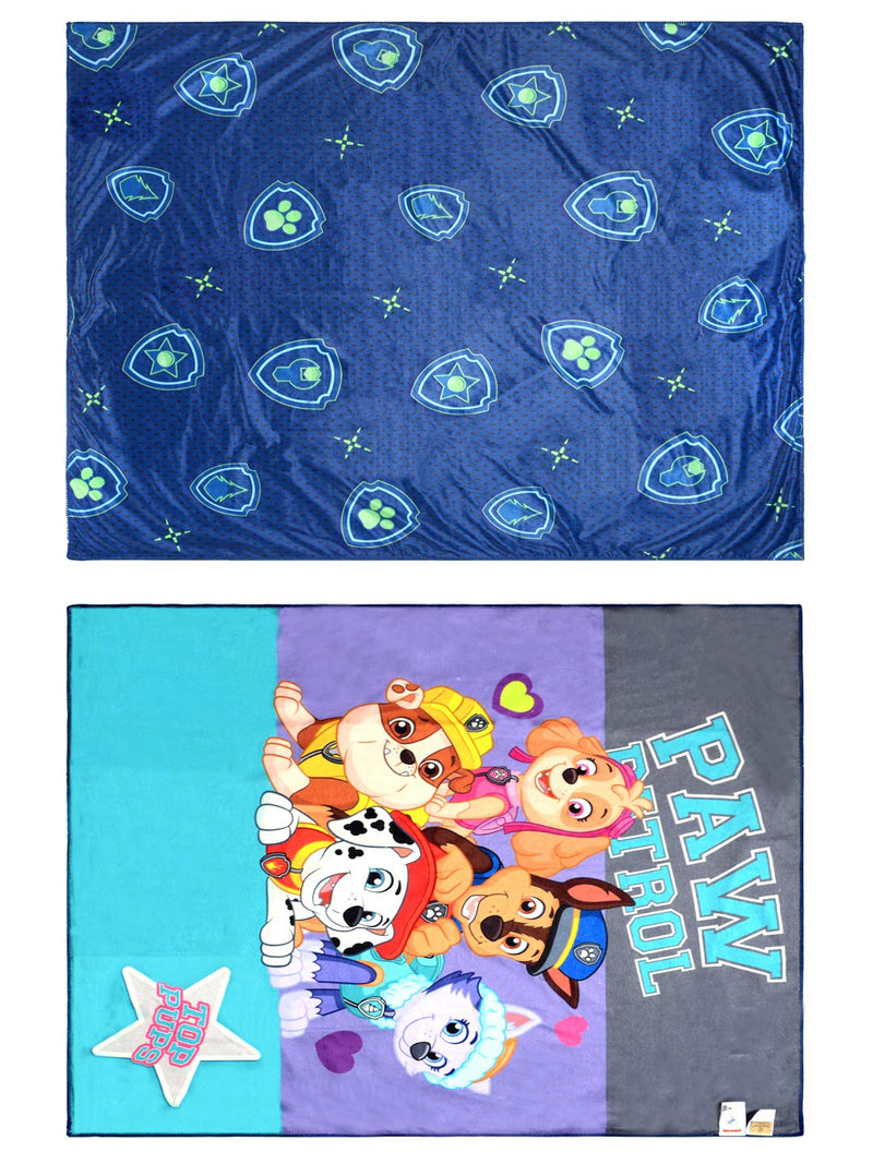 Saral Home Paw Patrol Pups Soft Velvet Reversible Blanket/Cover/Throw - 125x150 cm, Navy