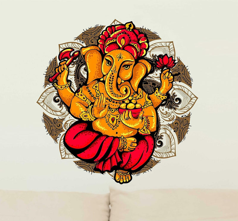 GADGETS WRAP Lord Ganesha Motif Colourful' Wall Sticker