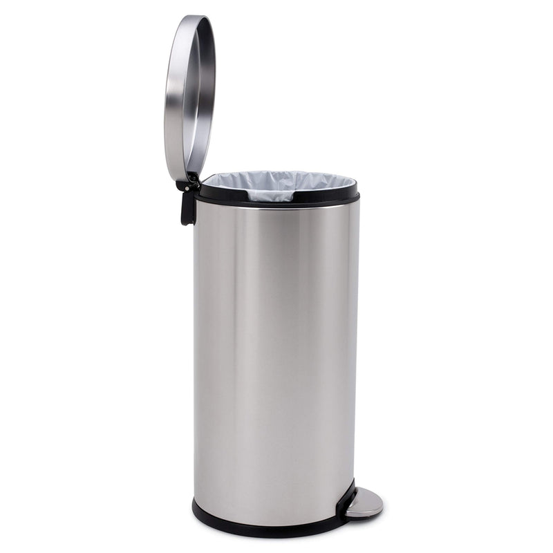 simplehuman Round Step Trash Can, Fingerprint-Proof Brushed Stainless Steel, 30 liters/8 Gallons