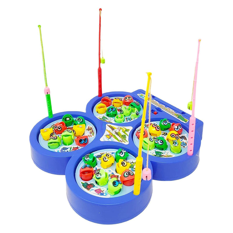 Amitasha Musical Fish Catching Game for Kids with 32 Fish and 4 Fishing Rods - Multicolor - Pack of 1