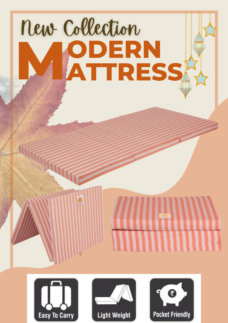 MOROFEEL 3 Inch Dual Comfort Reversible Foldable UHD Foam Single Bed Mattress 3 Fold Orange