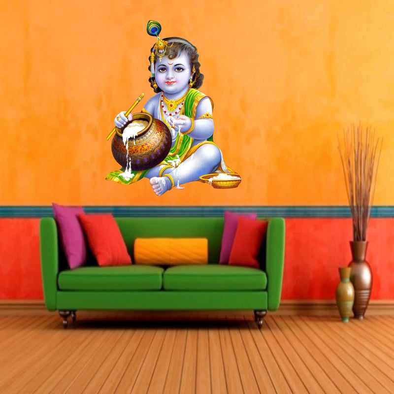 Delight Art Little Shree Krishna Design Wall Sticker Size - ( 43*56 ) cm Model id - ( DAMC00693L )