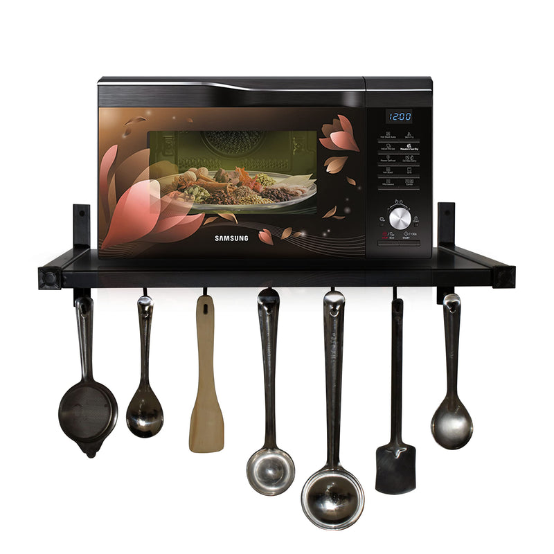 D&V ENGINEERING - Creative in innovation Wall Mount Microwave Oven Stand For Kitchen Storage Organizer- Black(Metal)