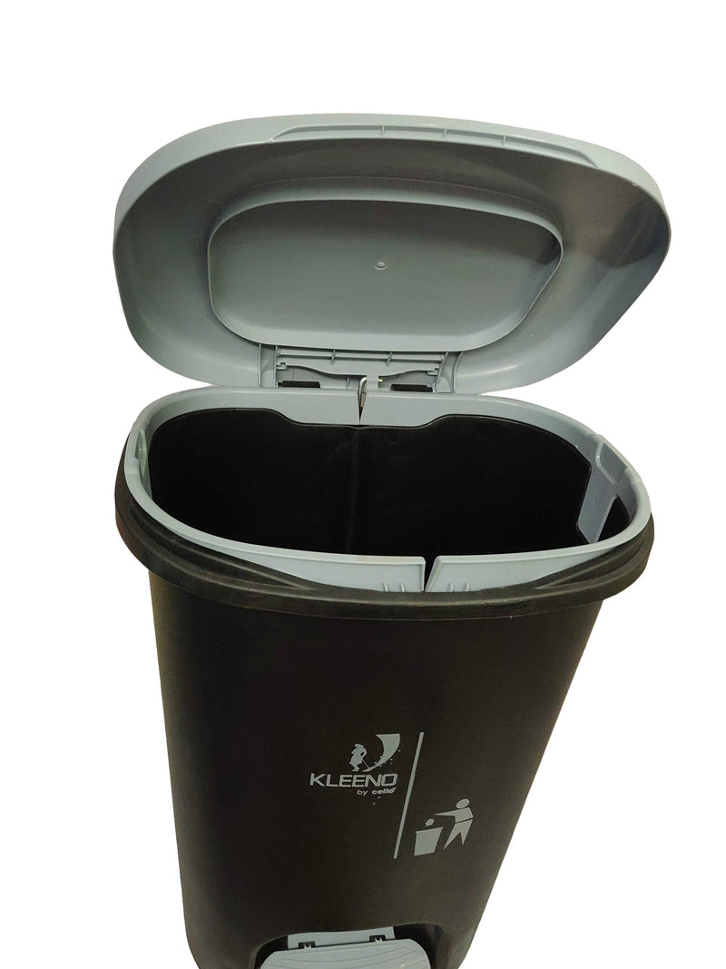 Cello Plastic Step-On Pedal Garbage Dustbin (50 L, Black-Grey)