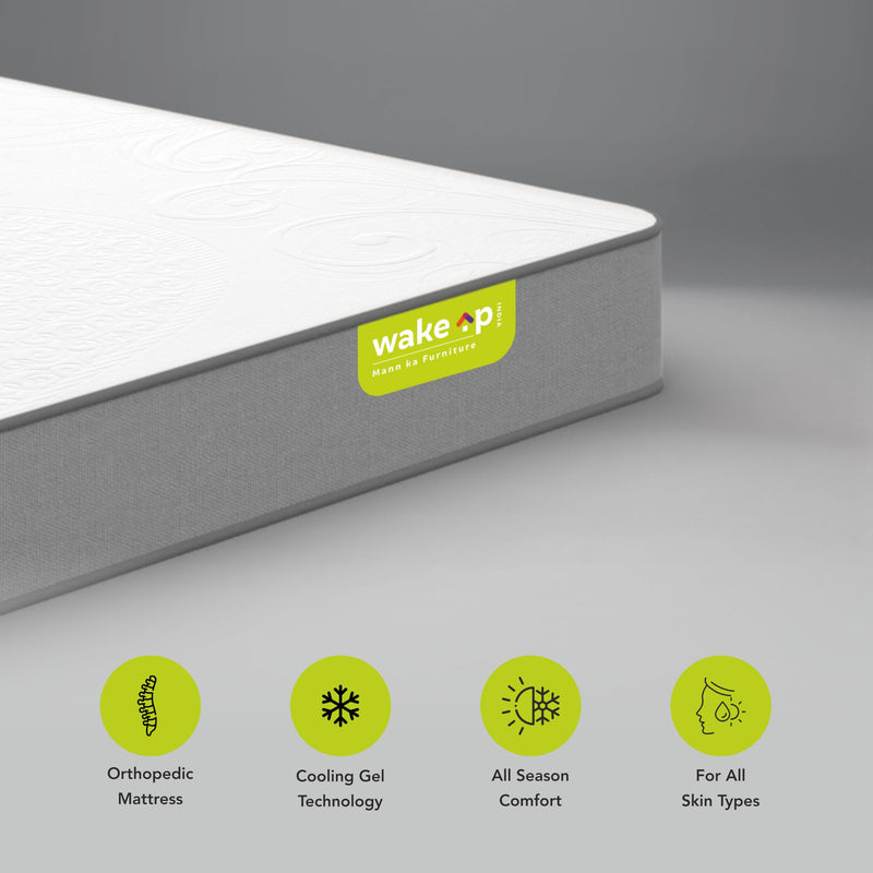 wakeup INDIA Memory Foam Mattress | 10 Years Warranty | Orthopedic Mattress, Double Bed Medium Firm Mattresses | Memory Foam 6 inch Mattresses (Double Size-72x48x6 inches, White)