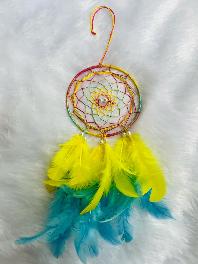 UV HANDICRAFTS Multi Colour Dream Catcher Handmade Hangings for Positivity Ideal for Home Decor, Gift, Wall Hangings, Meditation Room, Yoga Temple, Wind Chime & Car Feather Hanging(Pack of 1)